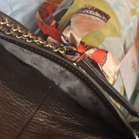 Tory Burch Bronze Shoulder Bag with Scarf Accent - Picture 3 of 3